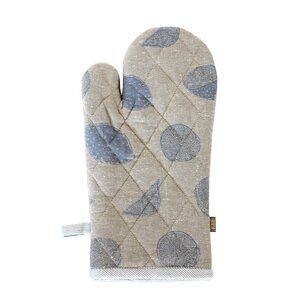 Pair of Quilted Oven Gloves Lemons Print- Light Blue